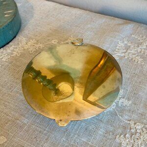 Vintage Silver Plate Hinged Lidded Votive Candle Trinket Box with Patina